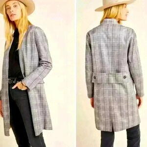 NEW! Anthropologie BlankNYC Renegade Longline Blazer Coat Jacket Medium Gray Tan